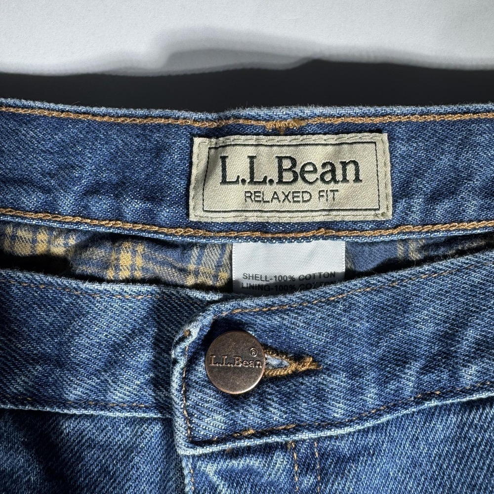 LL Bean Mens Relaxed Fit Flannel Lined Jeans Blue 42x28 (38x27) 139426 - Picture 6 of 10